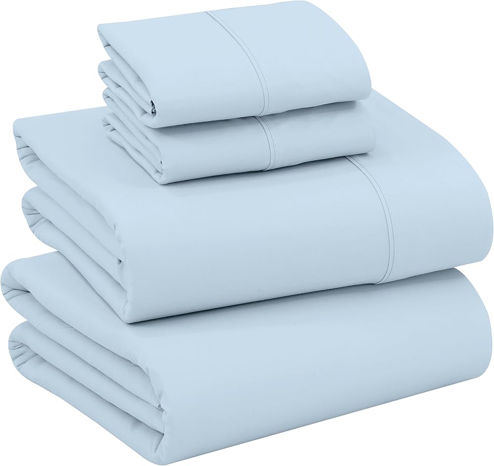 Percale Cotton Sheet Set (King, Baby Blue)